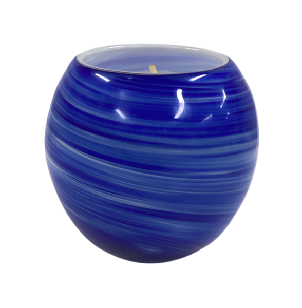 Floral Elegance Decorative Scented Soy Candle Royal Blue